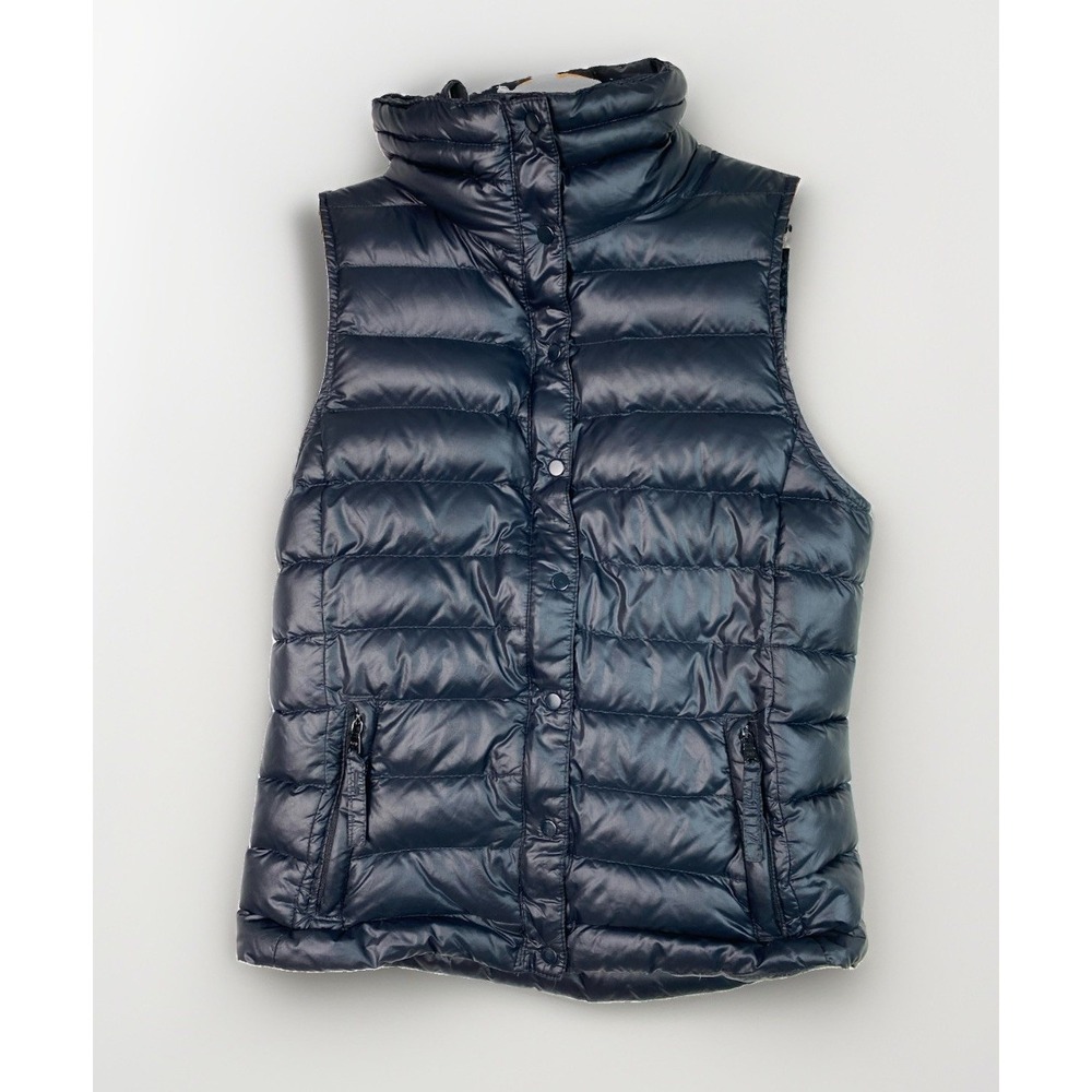 GAP Women's XS Black Full Zip Snap Cinch Collar Lightweight Down Puffer Vest